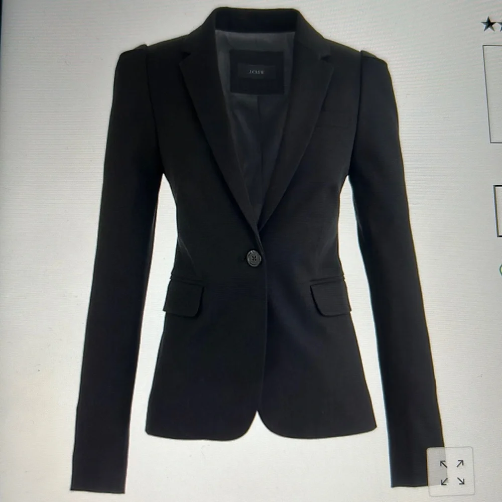 J. Crew Black Puff Sleeve Blazer in Stretchy Cotton, 0 - Picture 1 of 12